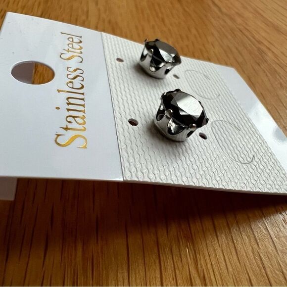 Cubic Zirconia Stainless Steel Earrings - Picture 3 of 4